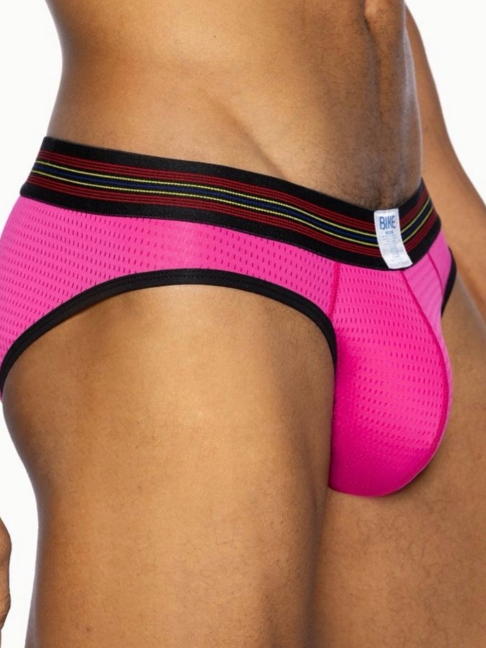 BIKE Men's Hot Pink Mesh Athletic Brief with Contrast Trim